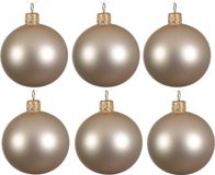 Decoris Kerstballen set - 6x stuks - parel/champagne - glas - 6 cm - mat