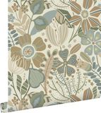ESTAhome behang bloemmotief beige, blauw en groen - 53 cm x 10.05 m - 139676