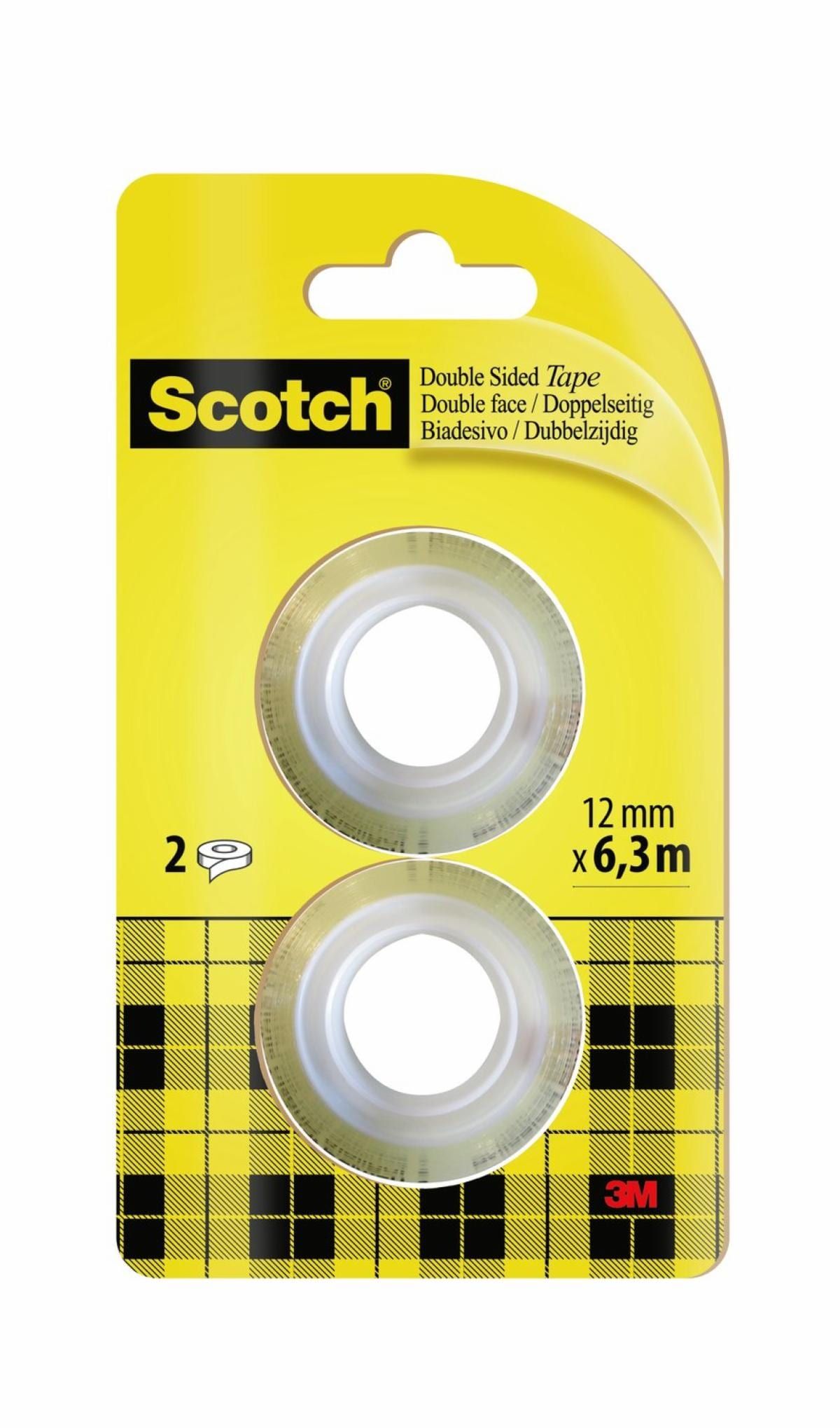 Scotch 136R2 - Dubbelzijdige tape - 6.3 m x 12 mm - Transparant - 2 stuks