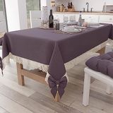 PETTI Artigiani Italiani - Rechthoekig tafelkleed, katoen met Sangallo-kant en strikken, 140 x 240 cm, Mauve