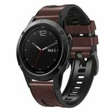 By Qubix - Geschikt voor Garmin bandje - 22mm Quickfit - Leer + Siliconen bandje - Donkerbruin - Geschikt voor Garmin Fenix 9 / 9 Pro - 47mm