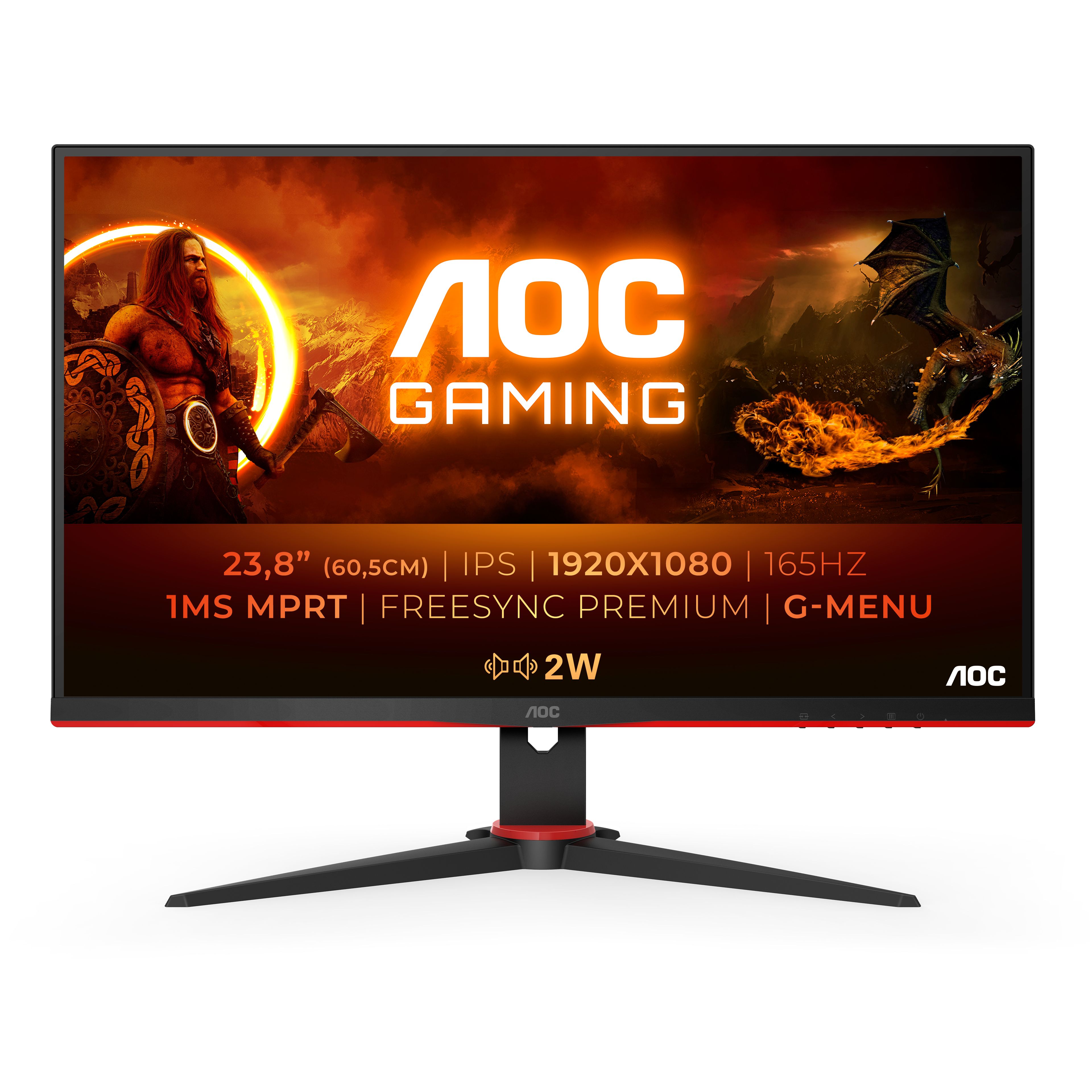 AOC 24G2SPAE 23.8" Full HD 165Hz IPS Gaming Monitor - Black/Red