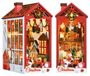 Merkloos Poppenhuis bouwpakket - Houten miniatuurhuis met LED-verlichting - Doe-het-zelf knutselset voor volwassenen - Boekensteunen kit - Kerst en verjaardag