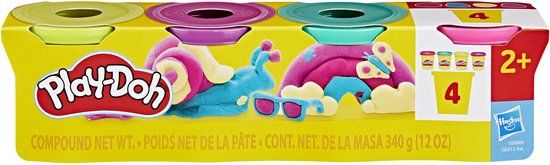 Play-Doh 4-pack Levendige kleuren - Potjes 85 gram - Boetseerklei