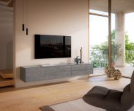 Cuor Lowboard 220 cm Keramik Beton Grau 1 Klappe 2 Schubfächer Schwebend