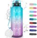 Unyqoos® Grande bouteille de sport avec filtre et marqueurs de temps, bleu violet, 1,5 litre