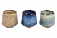 Cosy&Trendy Cocoon Autumn Beker 24cl Set3 D8,5 Xh8cm Blauw/Bruin/Groen Aardewerk