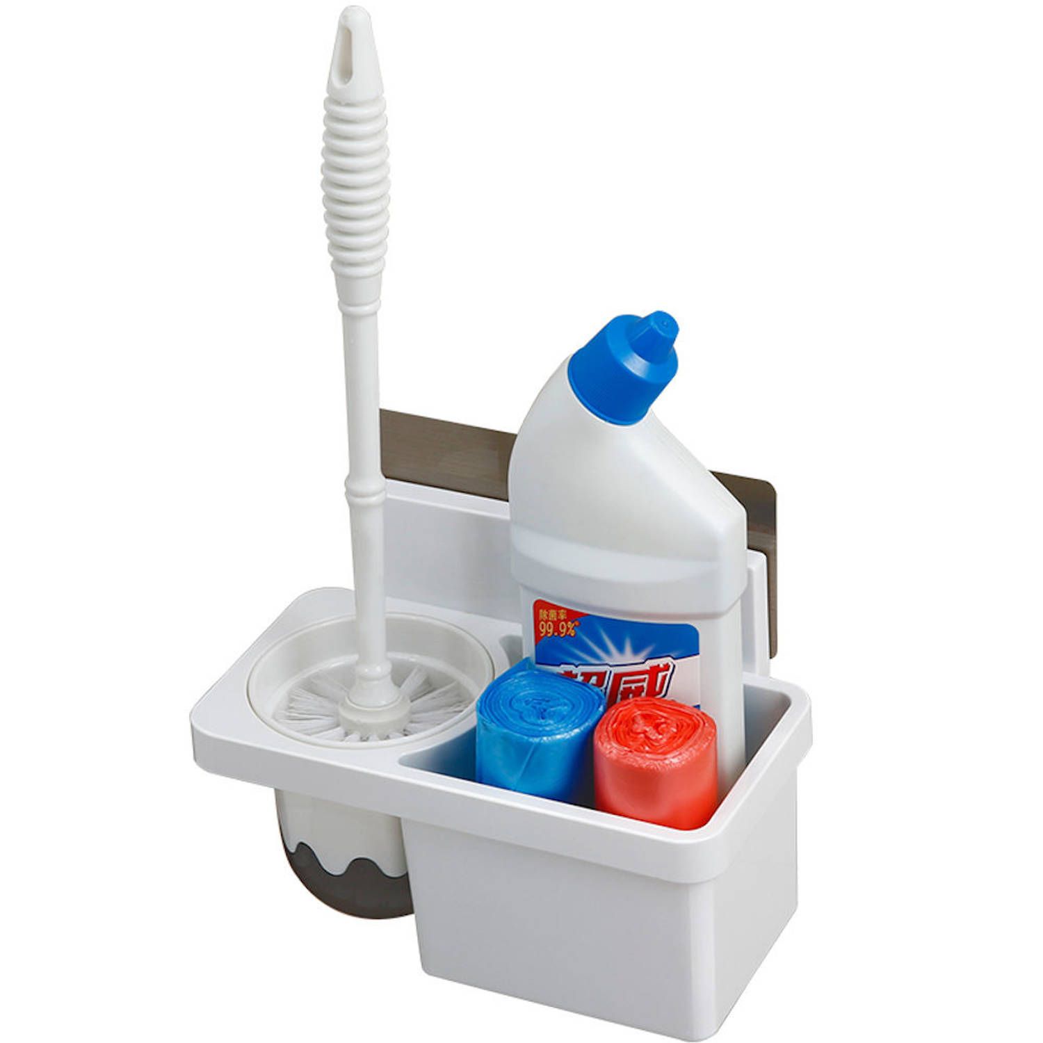 Decopatent Toiletborstel met Houder hangend - Opbergvak - Wc borstel en Houder - Toiletborstel set - Wand Montage - Zonder boren