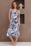 Pastunette Dames Nachthemd Premium - Marble - Viscose - Mouwloos - Blauw/Wit - Maat 42