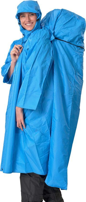 LOWLAND OUTDOOR Rugzakponcho - 100% waterdicht - Ademend - XL - Blauw