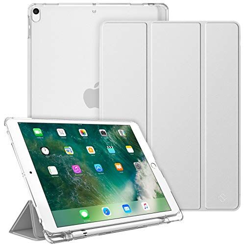 Fintie Hoes met Pencil Houder voor iPad Air 10.5" 2019 (3de generatie) / iPad Pro 10.5" 2017 - Ultradun Superlicht Beschermhoes met Transparante Achterkant Auto Slaap/Wake (Zilver)