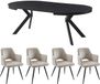 Vente-unique Set tafel KOMONI + 4 stoelen KADIJA - Noir et beige