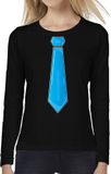 Bellatio Decorations Verkleed shirt voor dames - Blauw/Zwart - L