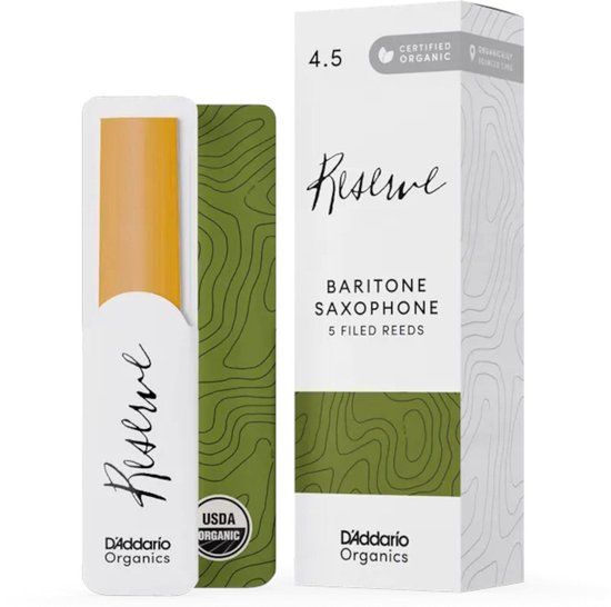 D'Addario Woodwinds ODLR0545 Organic Reserve Baritonsaxofoonrieten, 4.5, 5-pack