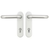 Domoferm Deurgarnituur op korte plaat | Afstand PZ 88 mm (ÖNORM) | aluminium zilver geanodiseerd | incl. BB-inzetstuk en 1 sleutel