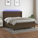 Maison Exclusive - Lit boxspring avec matelas et éclairage LED, marron foncé, 180 x 200 cm, tissu