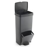 WELL HOME MOBILIARIO & DECORACIÓN Afvalemmer, 70 l, verticaal, 2 vakken, afvalbak, 76 cm, grijs