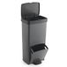 WELL HOME MOBILIARIO & DECORACIÓN Afvalemmer, 70 l, verticaal, 2 vakken, afvalbak, 76 cm, grijs
