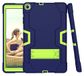 Samsung Tab A 8.4 (2020) T307 hoes met kickstand, duurzame zware hybride harde hybride harde hybride drielaagse beschermtablet siliconen hoes (marineblauw + groen