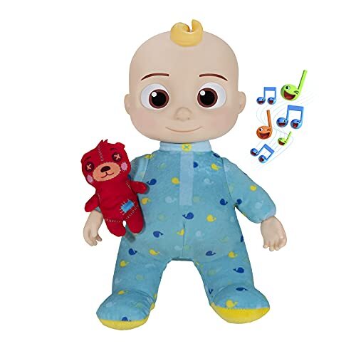 Cocomelon CMW0146 Mezing-pop Schlafenszeit JJ, pluche vriend met muziek en teddy, officiële Duitse taalversie, speelgoed vanaf 18 maanden