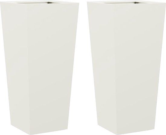 vidaXL Plantenbakken - 2 st - 35x35x75 cm - staal - wit