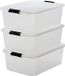 Sans marque Ensemble de 3 boîtes de rangement, 30L, Empilable, Transparent, Plastique