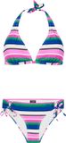 Protest Prtkami Bikini Set Dames Halter Top C&D-Cup Denim Gestreept