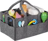 Relaxdays luiertas baby, 11 vakken, uitneembare schotjes, draagbare verzorgingstas, luiertafel organizer, donkergrijs