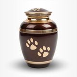 Urn Store Dieren Urn Hond Groot 2 liter Bruin Goudkleurig Pootafdruk - Dieren Urn voor As Crematie - Urn Hond - Urn Kat
