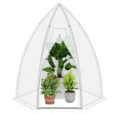 Ribelli Overwinteringstent voor planten, broeikas met deur, foliekas, tomatenkas, diameter 160 x 180 cm, tuinhuis, winterbestendig, PE-roosterfolie, groenten, bloemen, wit