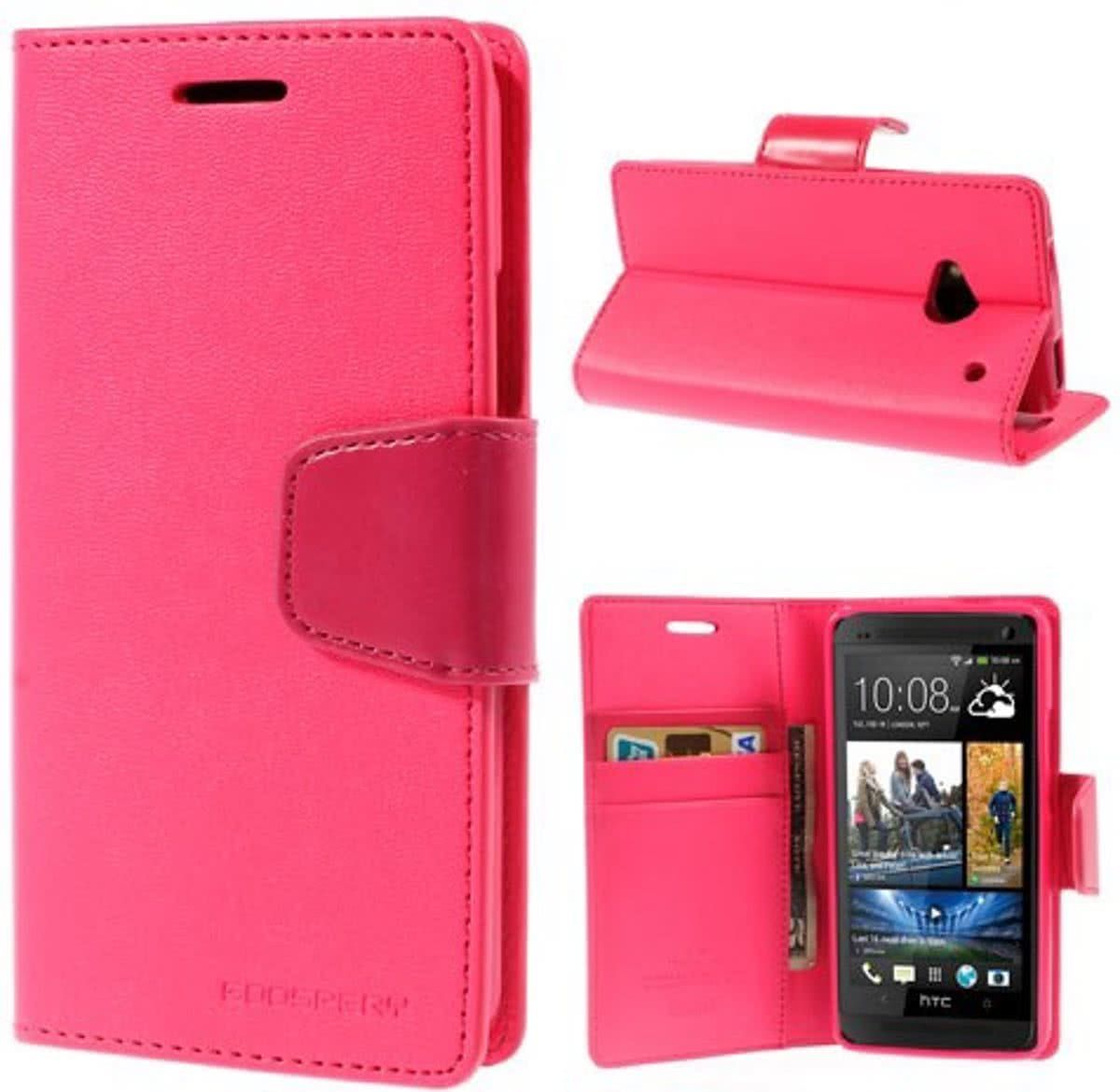 Goospery Sonata Leather case hoesje HTC One M9 donker roze
