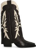 Sacha - Dames - Zwarte leren cowboylaarzen met flap - Maat 42