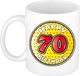 Bellatio Decorations Mok - 70 jaar - Geel - Sterretjes - 300 ml - Keramiek