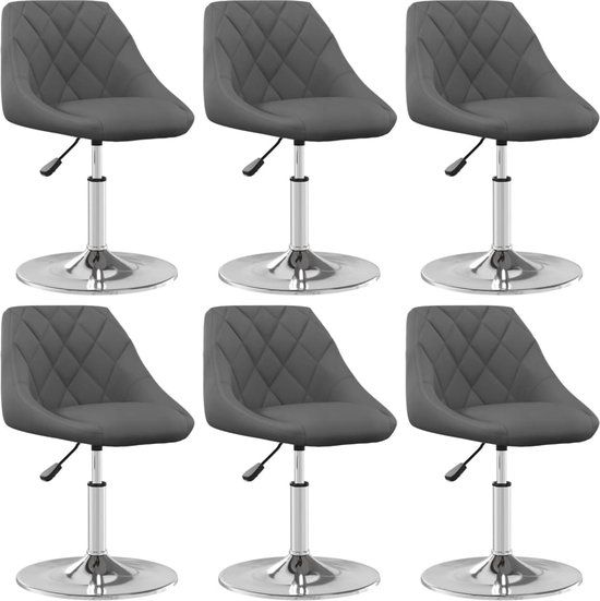 vidaXL Eetkamerstoelen draaibaar 6 st fluweel donkergrijs