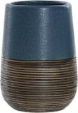 Item International Badkamer tandenborstelhouder/drinkbeker - polystone - marineblauw - 7 x 11 cm