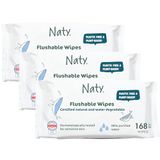 Naty Doorspoelbare Babydoekjes, 98% Water, 168 stuks (3 pakken)