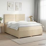 vidaXL Boxspringbed met matras Crèmekleurig 160 x 200 cm Stof