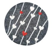 cilio Onderzetter Lana CUORE, wasbaar vilt van schapenwol, voor hete potten, borden, bakvormen en pannen, hittebestendig tot 100 °C, Ø 21 cm, rond, grijs-wit