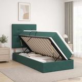 vidaXL LED opbergbed met matras Donkergroen 100 x 200 cm Fluweel