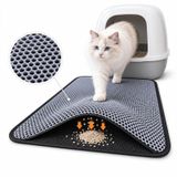 Merkloos Kattenmat Kattenbakmat 40 x 60 cm Honingraatmat Grijs