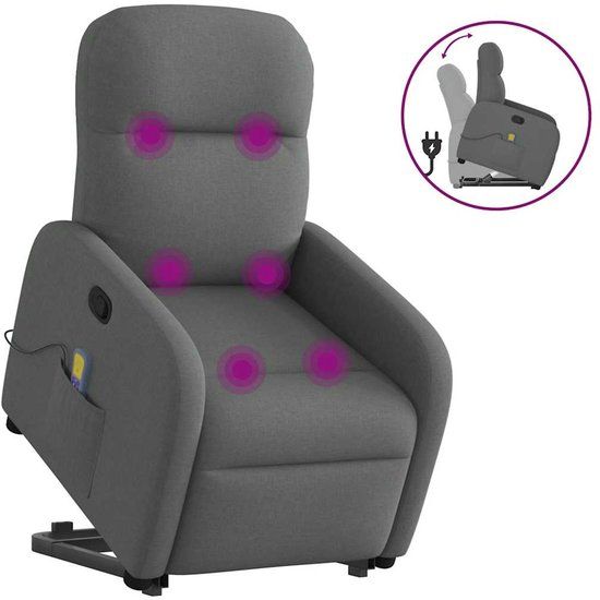 vidaXL Sta-op-massagestoel verstelbaar stof donkergrijs