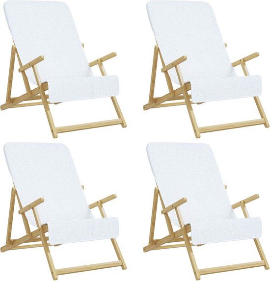 vidaXL Strandhanddoeken - 4 stuks - 400 g/m² - 60x135 cm - Katoen/Polyester - Wit