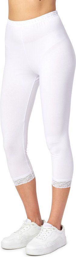 Merry Style MS-MS10-224-LE Women's Capri Leggings with Lace - White - XL