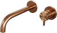 Brauer Copper Edition Inbouw Wastafelmengkraan met Gebogen Uitloop en Rozetten Model B1 Koper Geborsteld PVD