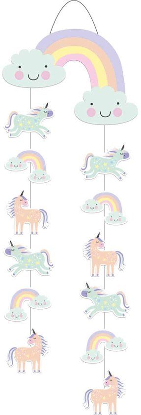 Folat Hangdecoratie Unicorns & Rainbows - 30x85 cm