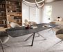 DELIFE Table à manger Edge Boot 240-300x120 cm Céramique Laminam® Nero Greco Anthracite piètement en croix Rectangle Acier inoxydable extensible
