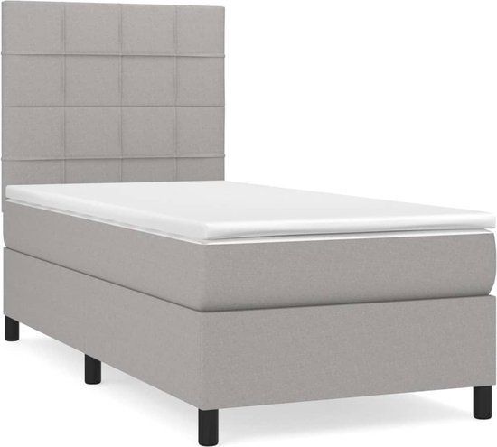 vidaXL Boxspring met matras stof lichtgrijs 80x200 cm