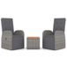 vidaXL 3-delige Loungeset Poly Rattan Massief Acaciahout Grijs