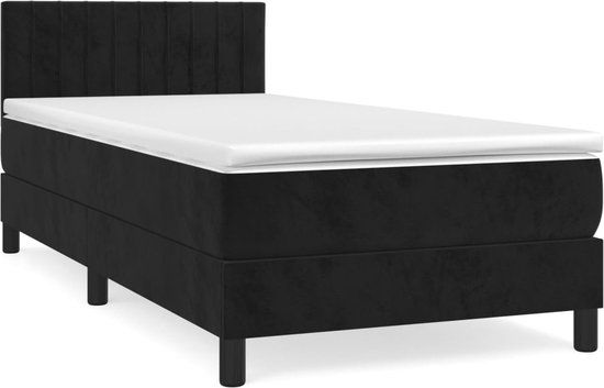 vidaXL Boxspring met matras fluweel zwart 90x190 cm