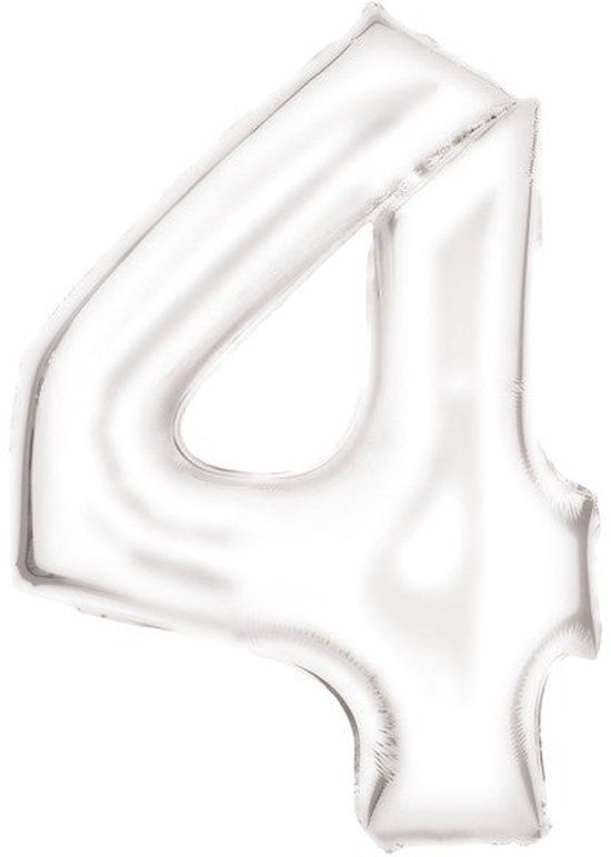 Riethmuller Riethmüller Europe GmbH Folieballon 86cm cijfer 4 Silk White